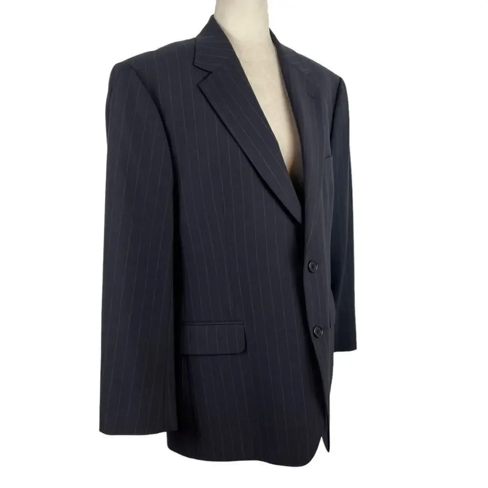 Brooks Brothers Men's Stretch Dark Blue Striped Blazer Jacket Size EU41 Short